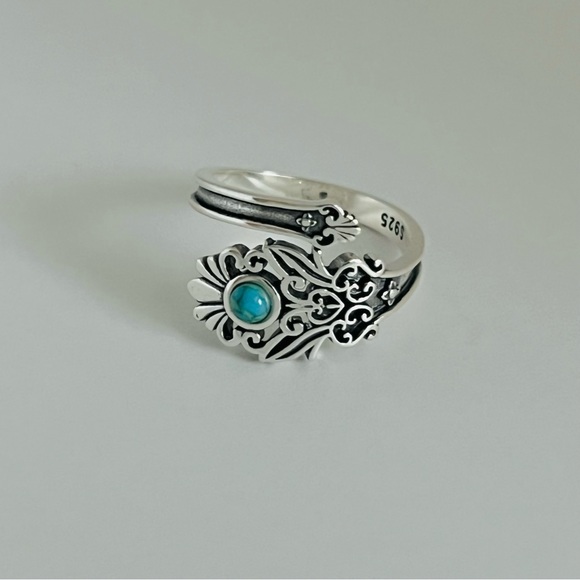 Sterling silver turquoise ring, wrap around ring, wrap around turquoise ring - Picture 13 of 15
